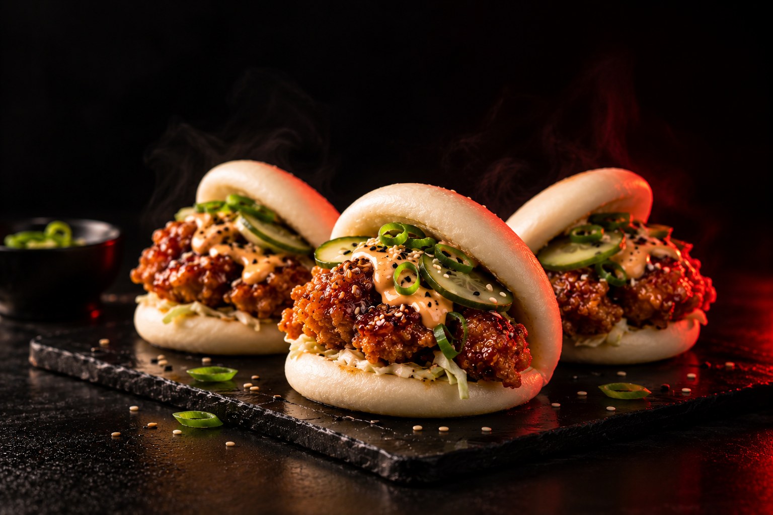Crispy chicken bao